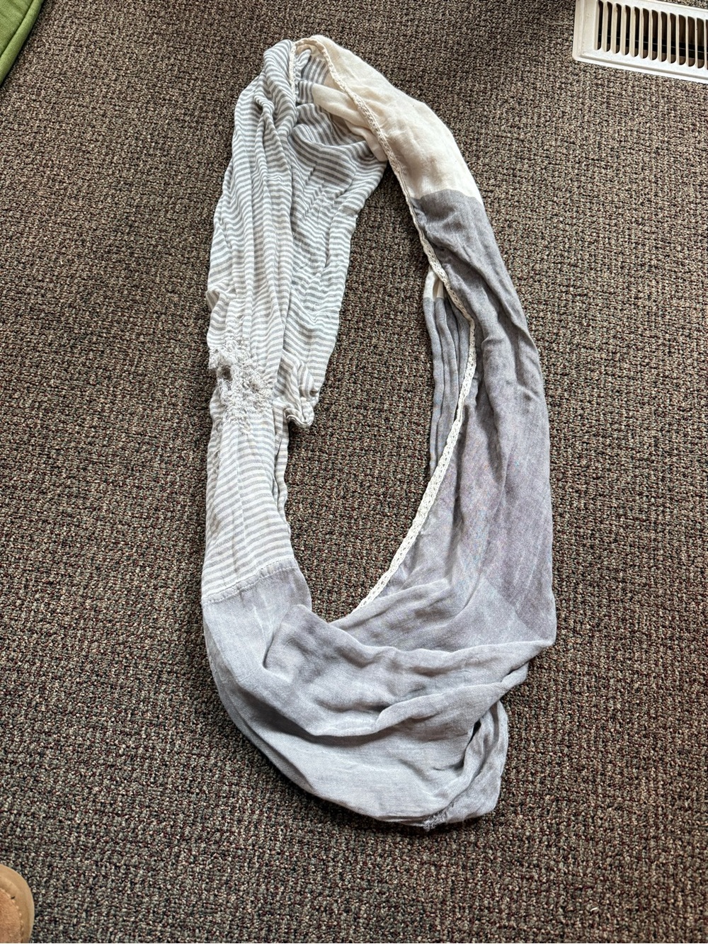 Lightweight Gray & Cream Infinity Scarf - Unbranded